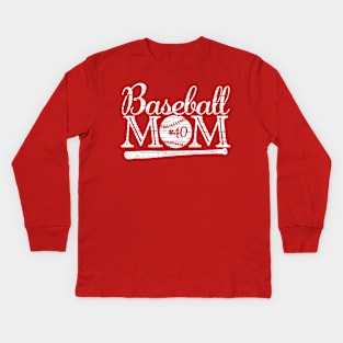 Vintage Baseball Mom #40 Favorite Player Biggest Fan Number Jersey Kids Long Sleeve T-Shirt